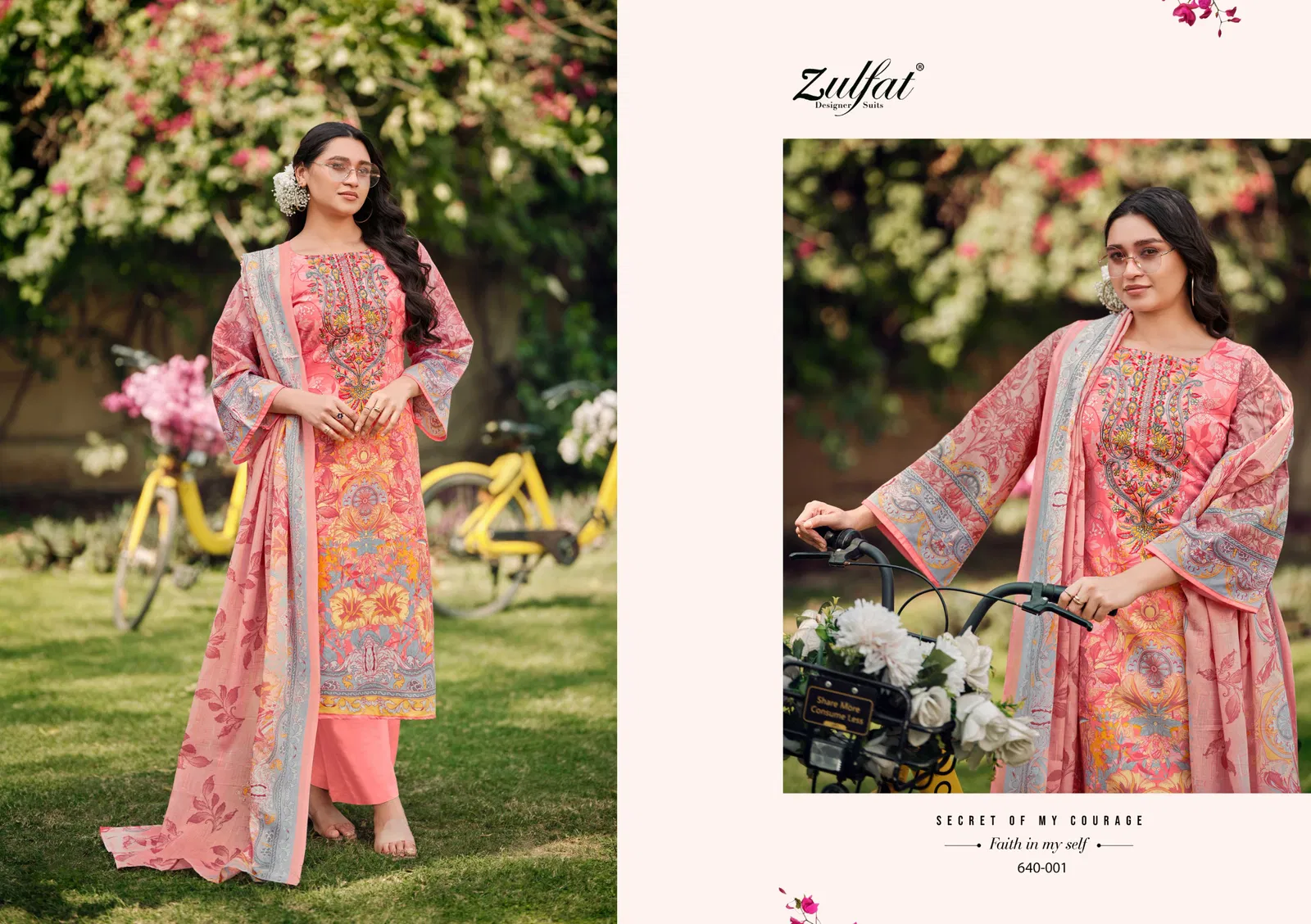 Gulzaar By Zulfat Pure Cotton Printed Embroidery Dress Material Online Wholesale